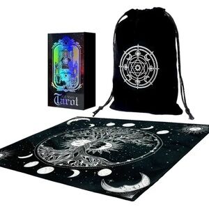 Mystical Black and White Tarot Set with Bag